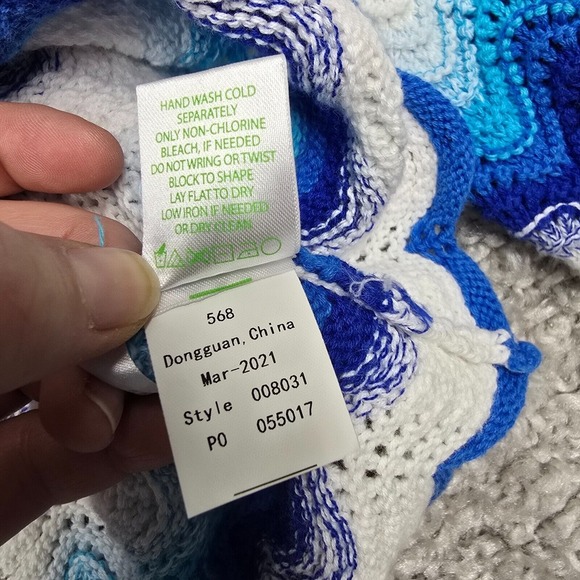 Lilly Pulitzer Navana Sweater Womens Medium‎ 1/2 Sleeve Crochet Wave Stripe - Picture 6 of 11